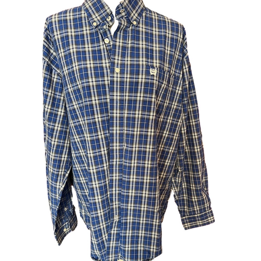 Cinch Long Sleeve Cotton Plaid Western Button Shirt L